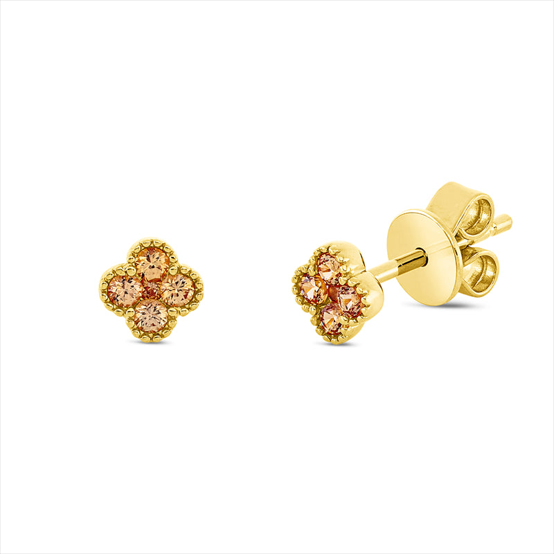 Ohrstecker 18 kt GG, 10 Saphire 0,18 ct orange