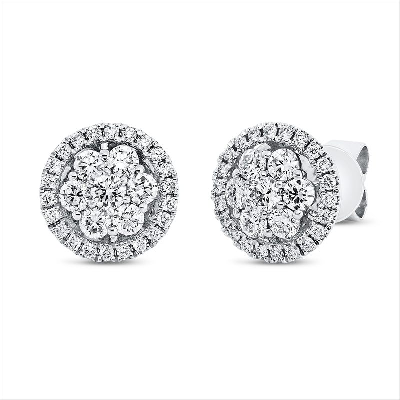 Ohrstecker 18 kt WG, 58 Brill. 0,80 ct, TW-si