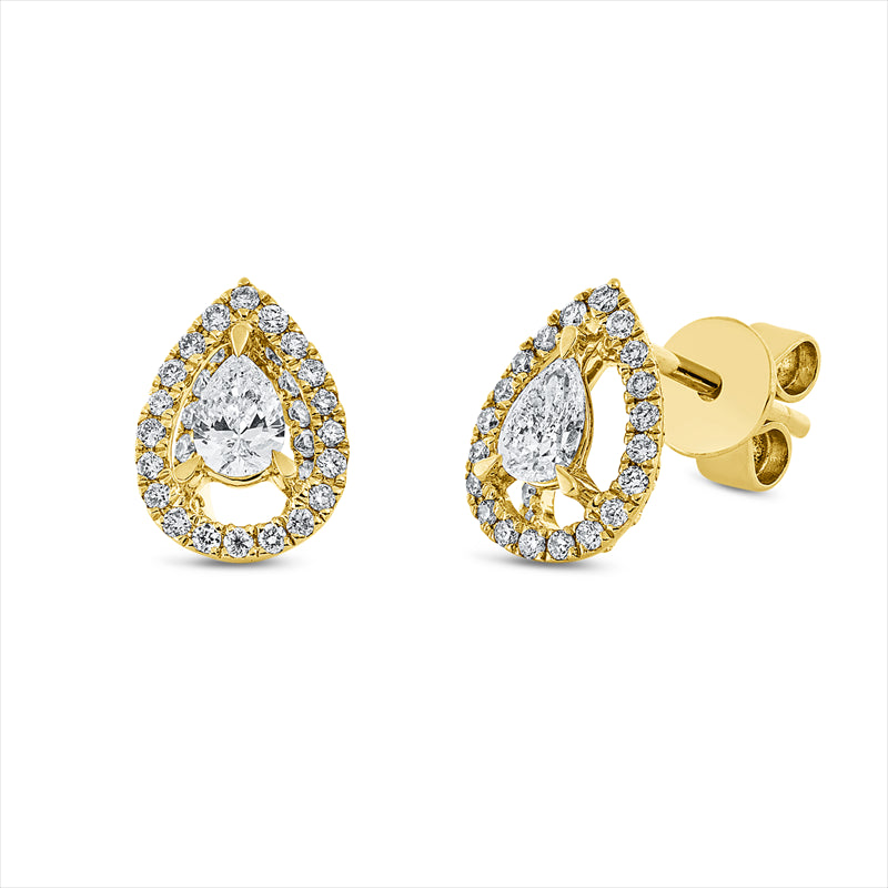 Ohrstecker 18 kt GG, 2 Tropfen 0,20 ct, TW-si, 68 Brill. 0,20 ct, TW-si