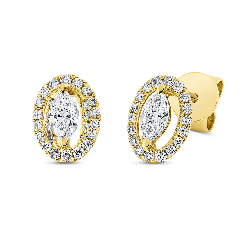 Ohrstecker 18 kt GG, 2 Nav. 0,23 ct, TW-si, 52 Brill. 0,15 ct, TW-si