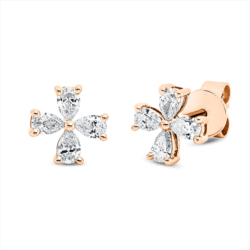 Ohrstecker 18 kt RG, 8 Tropfen 0,39 ct, TW-si