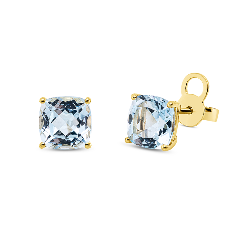 Ohrstecker 18 kt GG, Sicherheitsverschluss, 2 Topase 4,10 ct sky blue