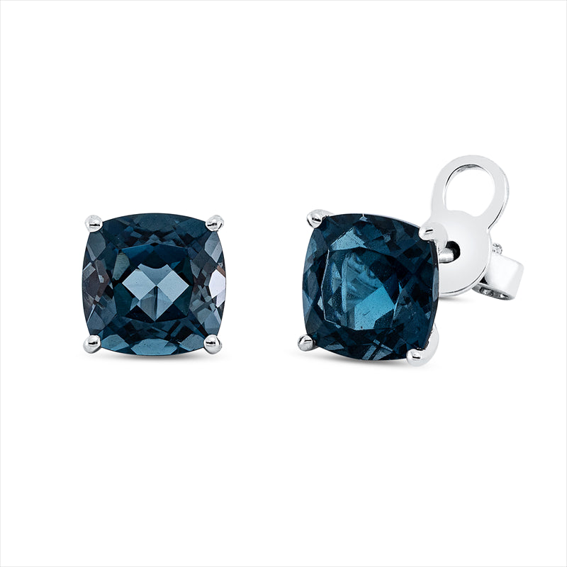 Ohrstecker 18 kt WG, Sicherheitsverschluss, 2 Topase 4,10 ct Lond. blue