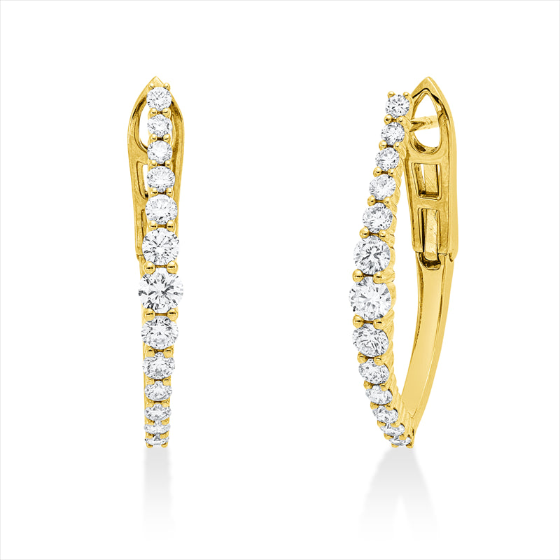 Creolen 18 kt GG, 2 Brill. 0,21 ct, TW-si, 24 Brill. 0,79 ct, TW-si