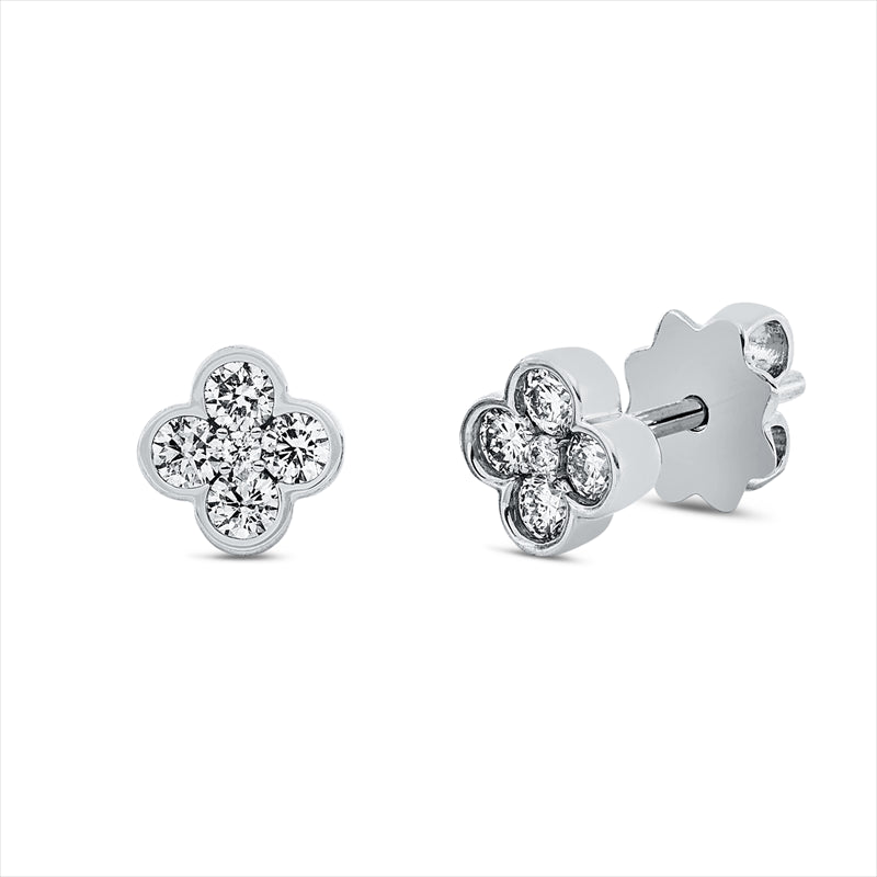 Ohrstecker 18 kt WG, 8 Brill. 0,35 ct, TW-si, 2 Brill. 0,02 ct, TW-si