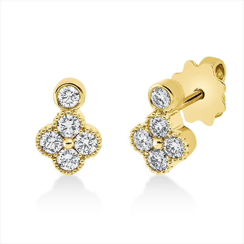 Ohrstecker 18 kt GG, 8 Brill. 0,35 ct, TW-si, 2 Brill. 0,06 ct, TW-si