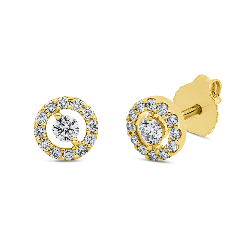 Ohrstecker 18 kt GG, 26 Brill. 0,27 ct, TW-si