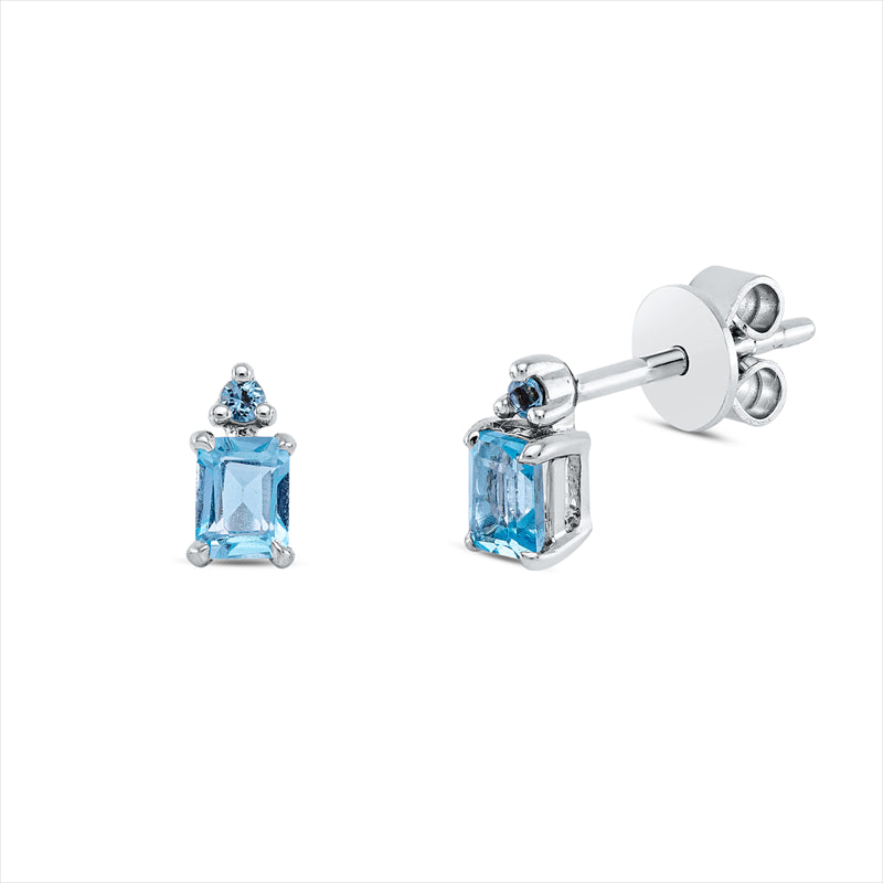 Ohrstecker 18 kt WG, 2 Topase 0,55 ct sky blue, 2 Topase 0,04 ct sky blue