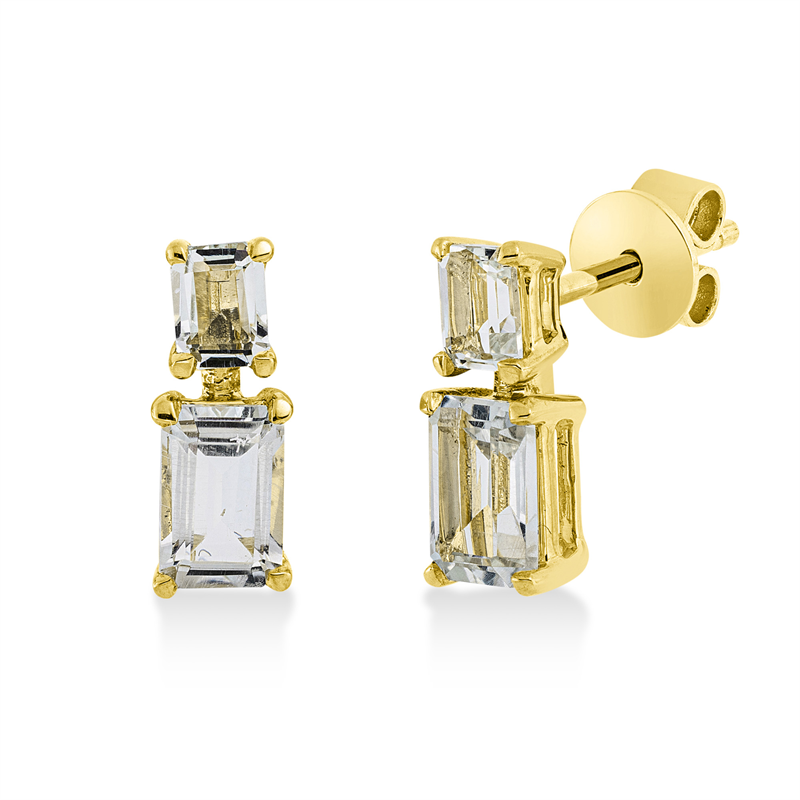 Ohrstecker 18 kt GG, 2 Amethyste 1,20 ct grün, 2 Amethyste 0,50 ct grün