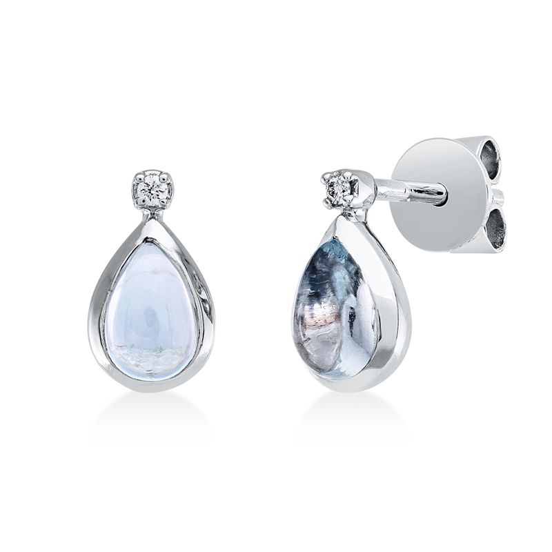Ohrstecker 18 kt WG, 2 Brill. 0,02 ct, TW-si, 2 Topase 0,90 ct sky blue
