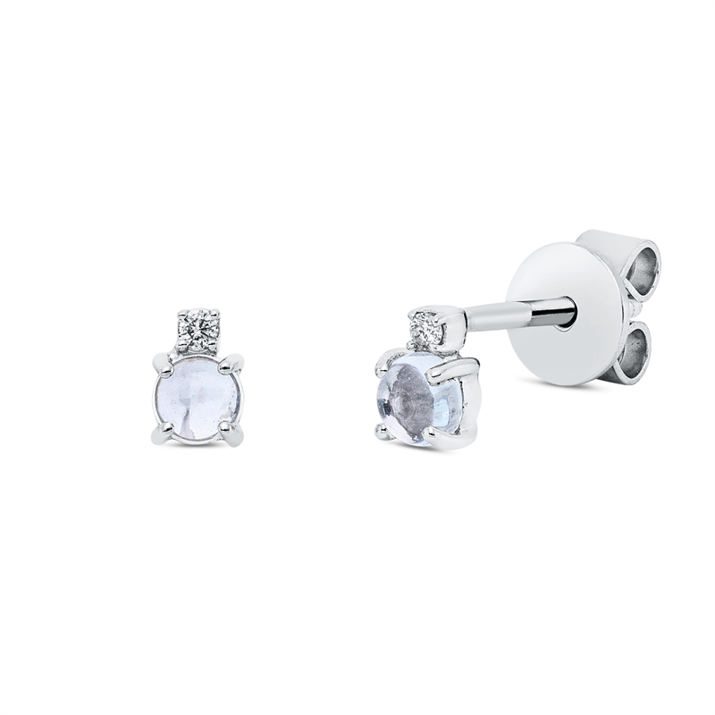 Ohrstecker 18 kt WG, 2 Brill. 0,02 ct, TW-si, 2 Topase 0,31 ct sky blue