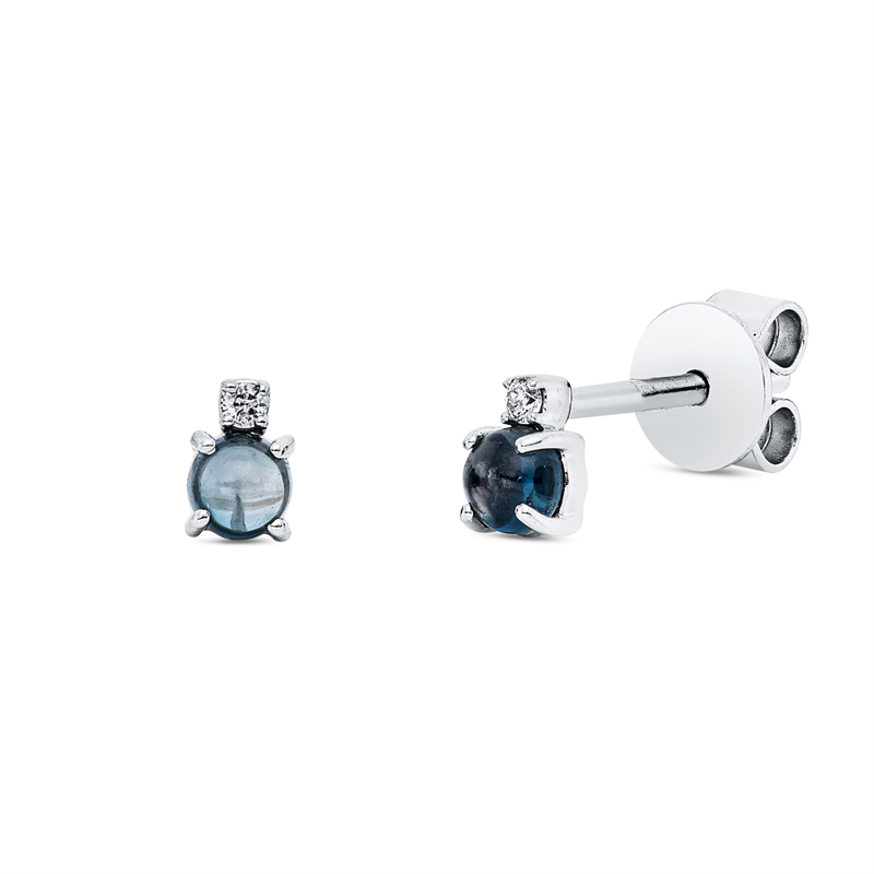 Ohrstecker 18 kt WG, 2 Brill. 0,02 ct, TW-si, 2 Topase 0,31 ct Lond. blue