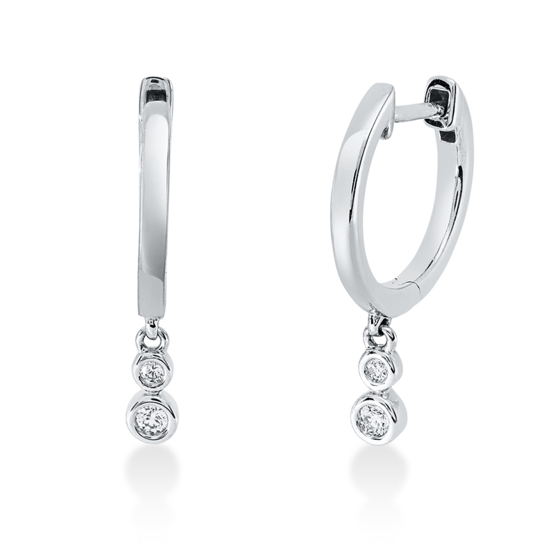 Ohrschmuck 18 kt WG, 2 Brill. 0,04 ct, TW-si, 2 Brill. 0,02 ct, TW-si