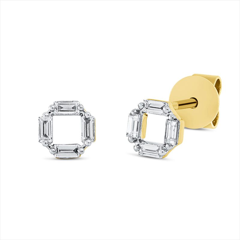 Ohrstecker 18 kt GG, Fassung rhodiniert, 8 Bag. 0,12 ct, TW-si