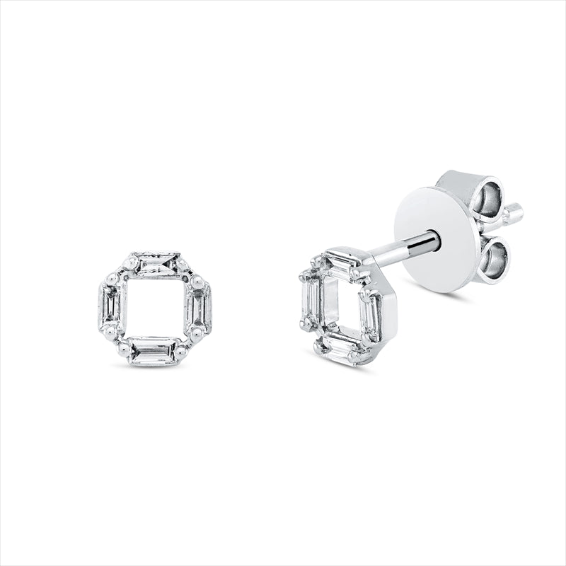 Ohrstecker 18 kt WG, 8 Bag. 0,12 ct, TW-si