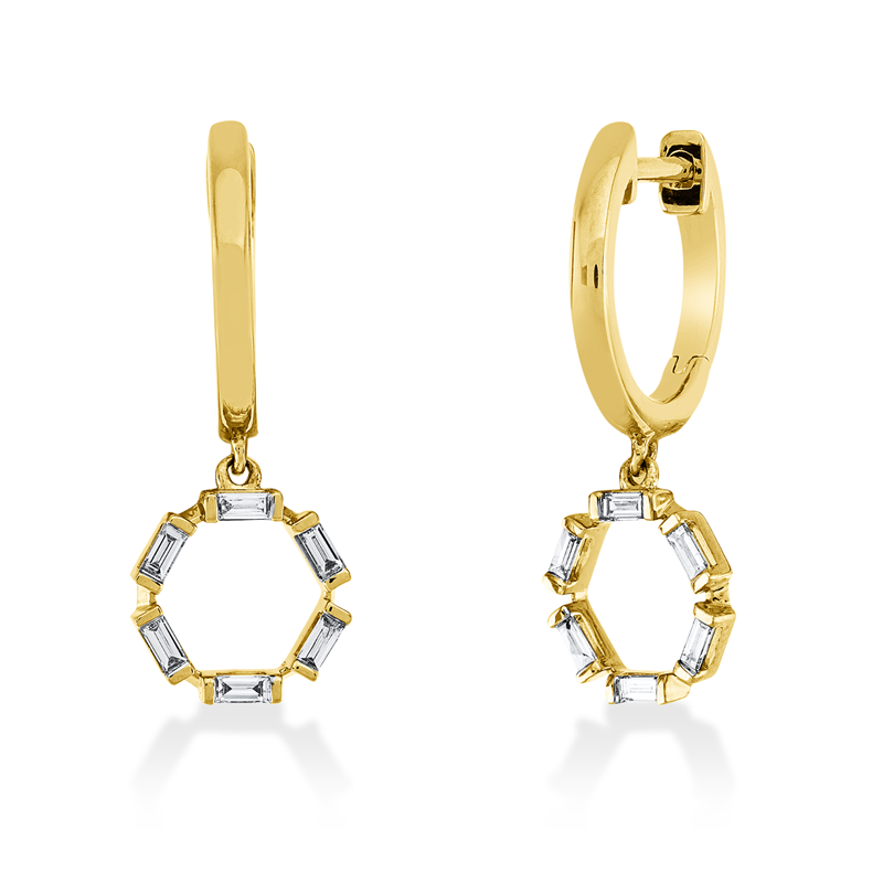 Ohrschmuck 18 kt GG, 12 Bag. 0,19 ct, TW-si
