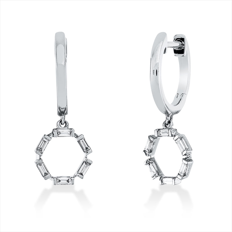 Ohrschmuck 18 kt WG, 12 Bag. 0,19 ct, TW-si