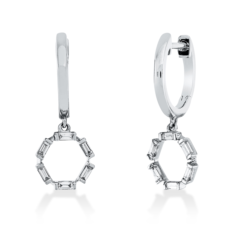 Ohrschmuck 18 kt WG, 12 Bag. 0,19 ct, TW-si