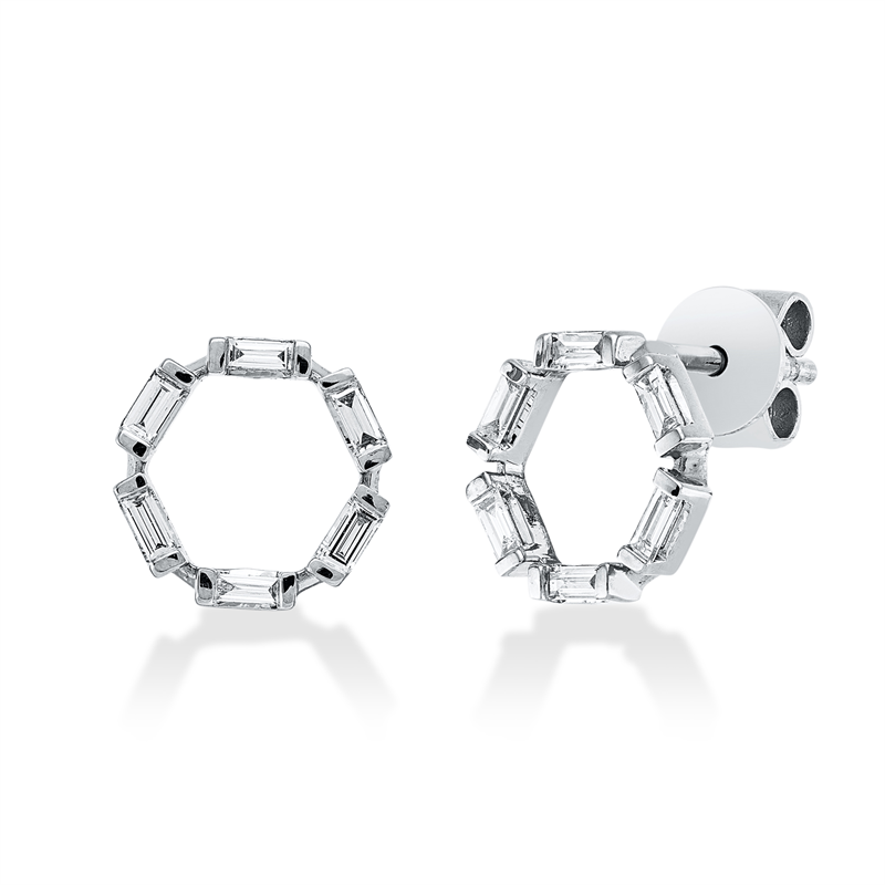 Ohrstecker 18 kt WG, 12 Bag. 0,19 ct, TW-si