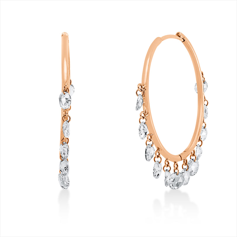 Creolen 18 kt RG, 24 Rosen-Schl 2,22 ct, TW-vsi