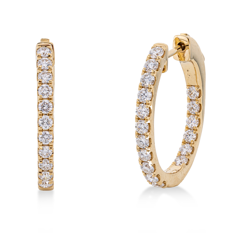 Creolen 18 kt GG, 34 Brill. 1,16 ct, TW-si