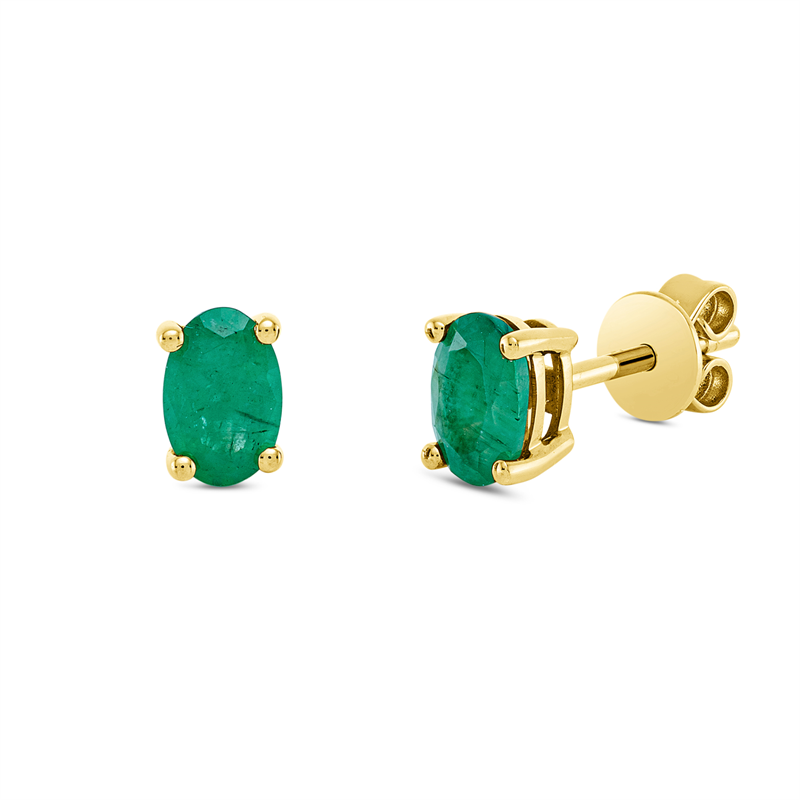 Ohrstecker 18 kt GG, 2 Smaragde 0,90 ct grün