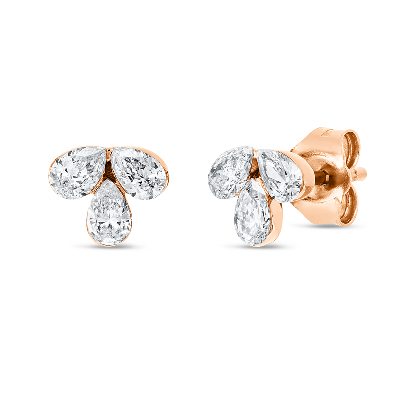 Ohrstecker 18 kt RG, 6 Tropfen 0,55 ct, TW-si