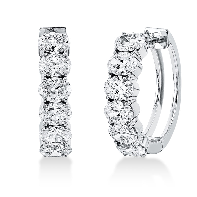 Creolen 18 kt WG, 12 Oval 2,39 ct, F-vsi/si