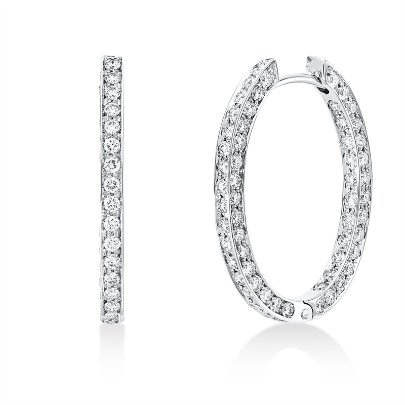 Creolen 18 kt WG, 118 Brill. 1,50 ct, TW-vsi