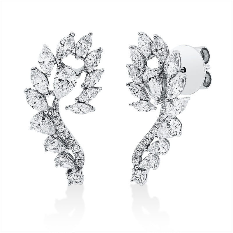 Ohrschmuck 18 kt WG, 8 Tropfen 0,88 ct, TW-vsi, 18 Nav. 1,23 ct, TW-vsi, 20 Brill. 0,17 ct, TW-si