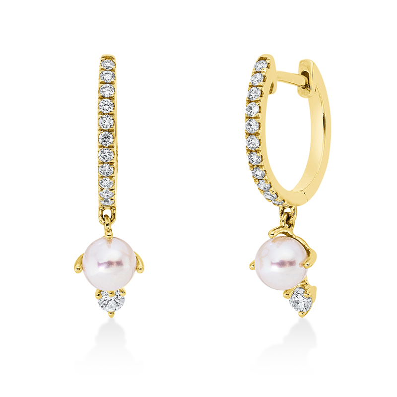 Creolen 18 kt GG, 24 Brill. 0,26 ct, TW-si, 2 SW weiß