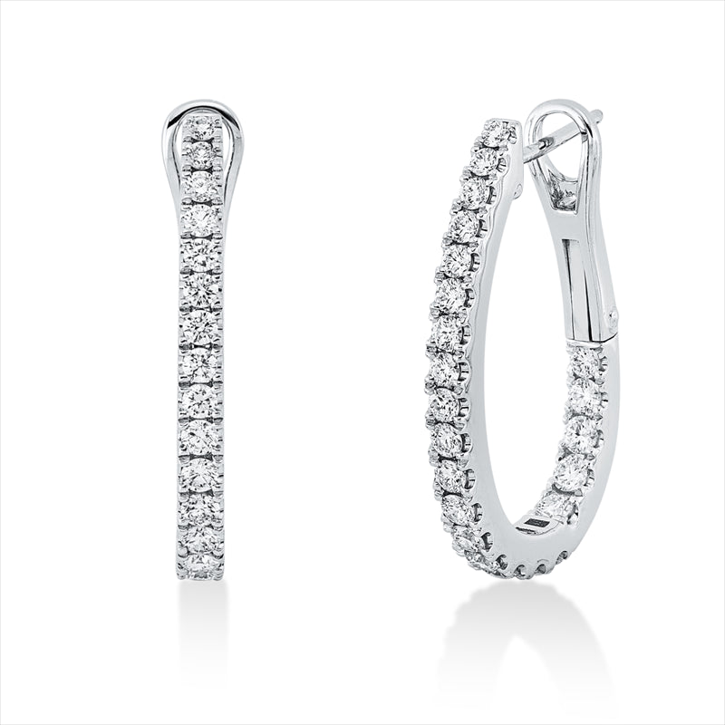 Creolen 18 kt WG, 4 Brill. 0,16 ct, TW-si, 40 Brill. 0,97 ct, TW-si