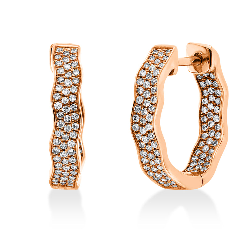 Creolen 18 kt RG, 198 Brill. 0,53 ct, TW-si