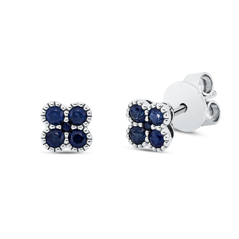 Ohrstecker 18 kt WG, 10 Saphire 0,36 ct blau