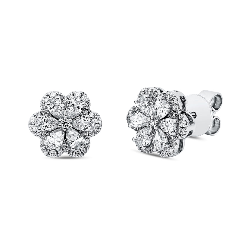 Ohrstecker 18 kt WG, 12 Tropfen 0,62 ct, TW-si, 62 Brill. 0,16 ct, TW-si