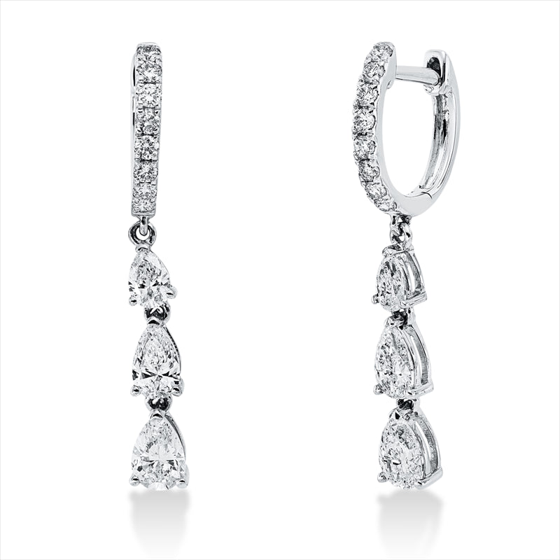 Ohrschmuck 18 kt WG, 6 Tropfen 0,97 ct, TW-vsi, 16 Brill. 0,20 ct, TW-si