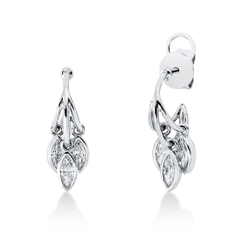 Ohrschmuck 18 kt WG, 6 Nav. 0,88 ct, TW-vsi
