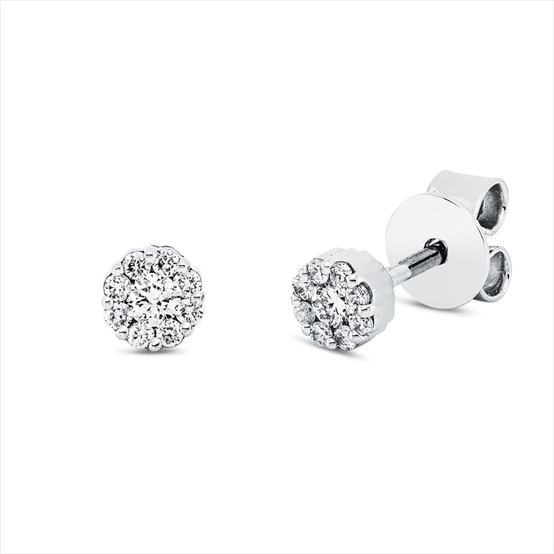Ohrstecker 18 kt WG, 2 Brill. 0,06 ct, TW-si, 16 Brill. 0,07 ct, TW-si