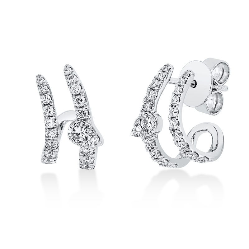Ohrstecker 18 kt WG, 26 Brill. 0,36 ct, TW-si, 2 Brill. 0,09 ct, TW-si, 18 Brill. 0,08 ct, TW-si
