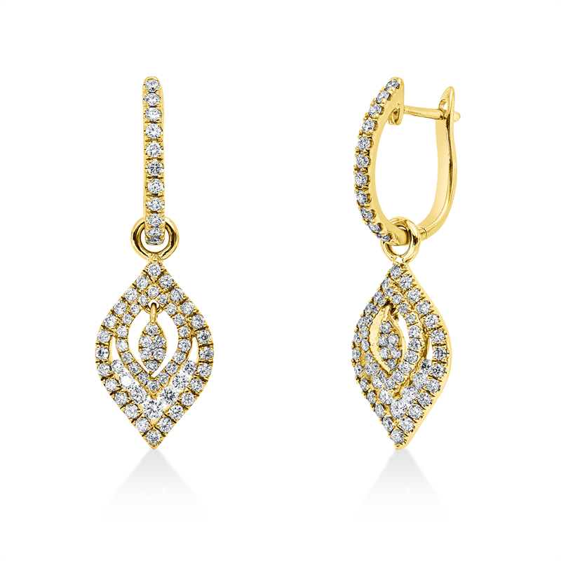 Ohrschmuck 18 kt GG, 134 Brill. 0,74 ct, TW-si