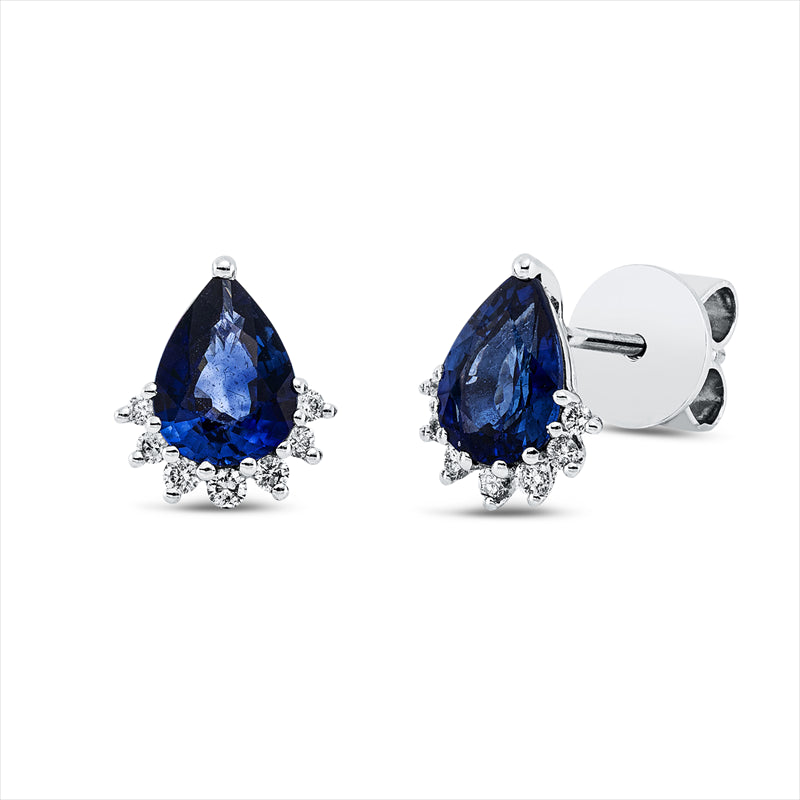 ABVERKAUF Ohrstecker 18 kt WG, 14 Brill. 0,13 ct, TW-si, 2 Saphire 1,60 ct blau