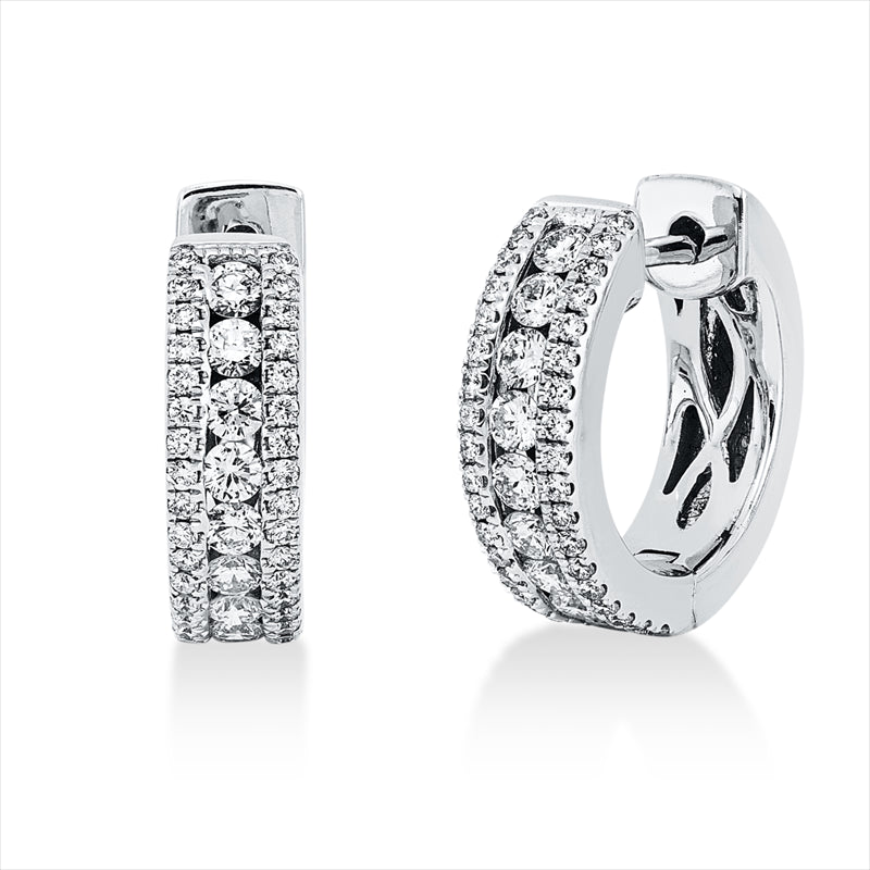 Creolen 14 kt WG, 18 Brill. 0,52 ct, TW-pi, 72 Brill. 0,24 ct, TW-pi