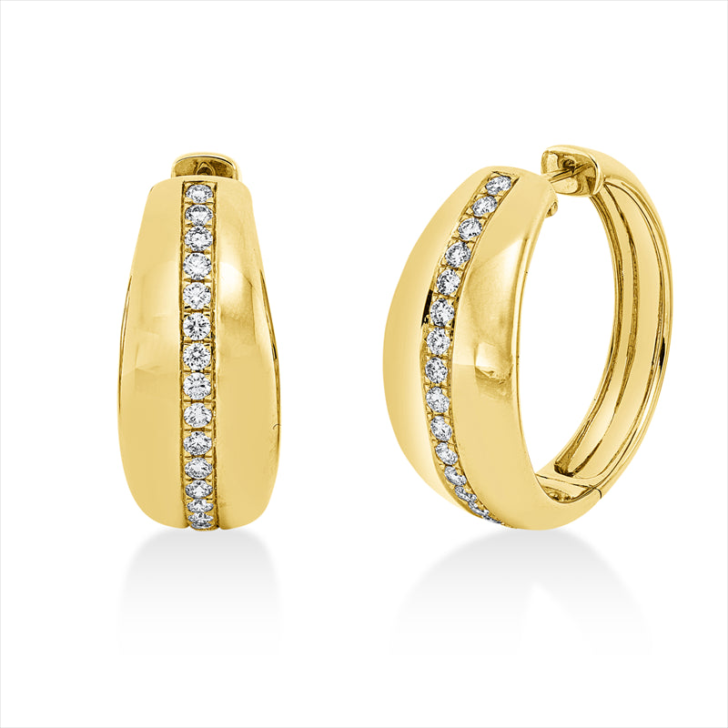 Creolen 14 kt GG, 60 Brill. 1,24 ct, TW-pi