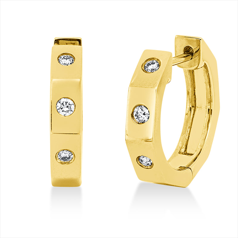 Creolen 14 kt GG, 6 Brill. 0,12 ct, TW-si