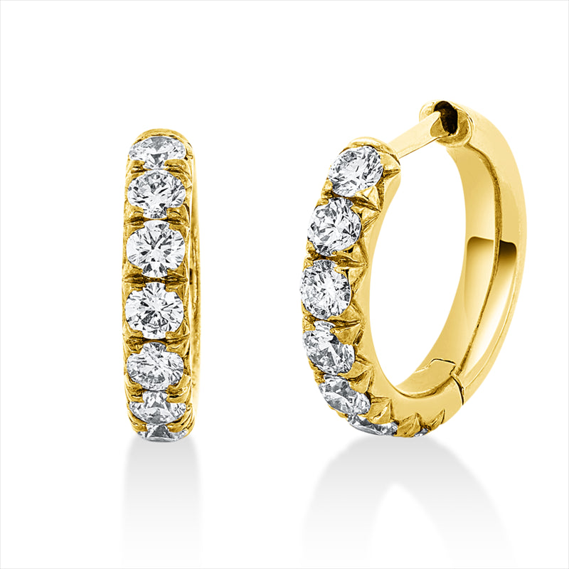 Creolen 18 kt GG, 14 Brill. 0,99 ct, TW-si