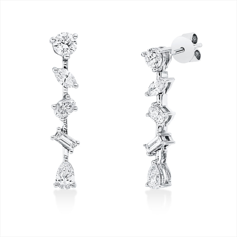 Ohrstecker 14 kt WG, 8 Fant-Schl. 0,71 ct, TW-si, 2 Brill. 0,34 ct, TW-si