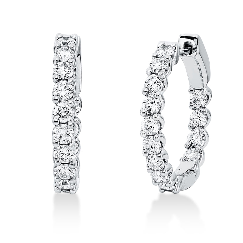 Creolen 18 kt WG, 18 Brill. 0,79 ct, TW-si, 8 Brill. 0,29 ct, TW-si