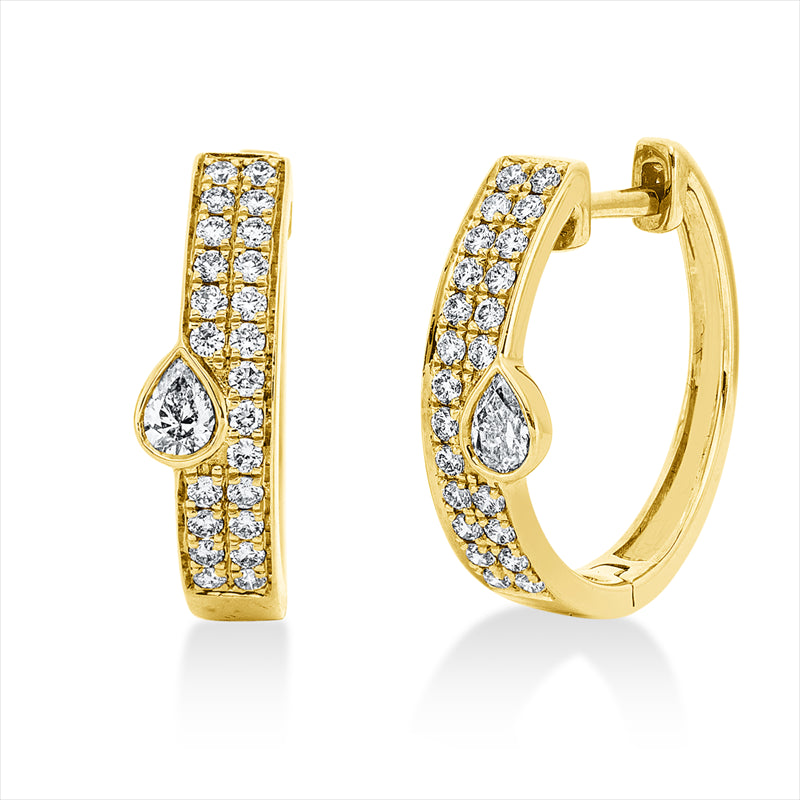 18 kt GG, 2 Tropfen 0,18 ct, E-vsi, 46 Brill. 0,33 ct, TW-si