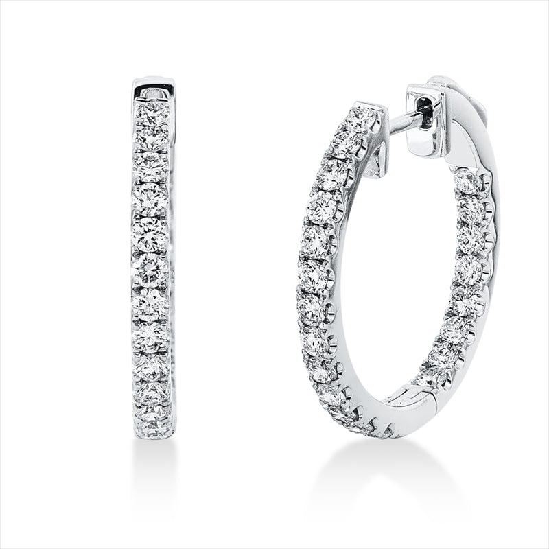 Creolen 18 kt WG, 26 Brill. 0,70 ct, TW-si, 16 Brill. 0,39 ct, TW-si