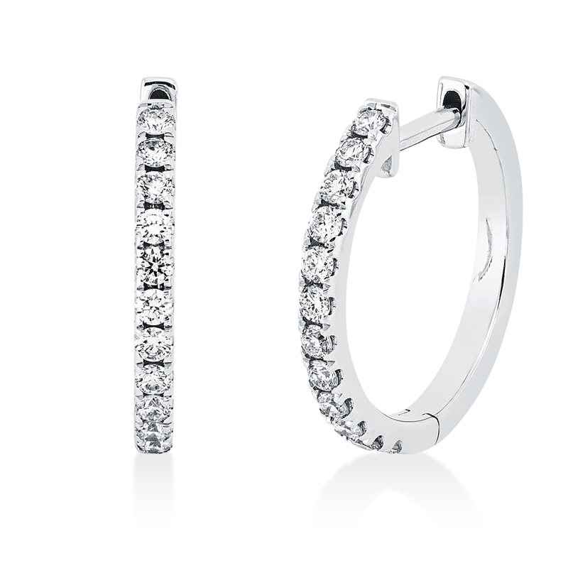 Creolen 18 kt WG, 24 Brill. 0,37 ct, W-si